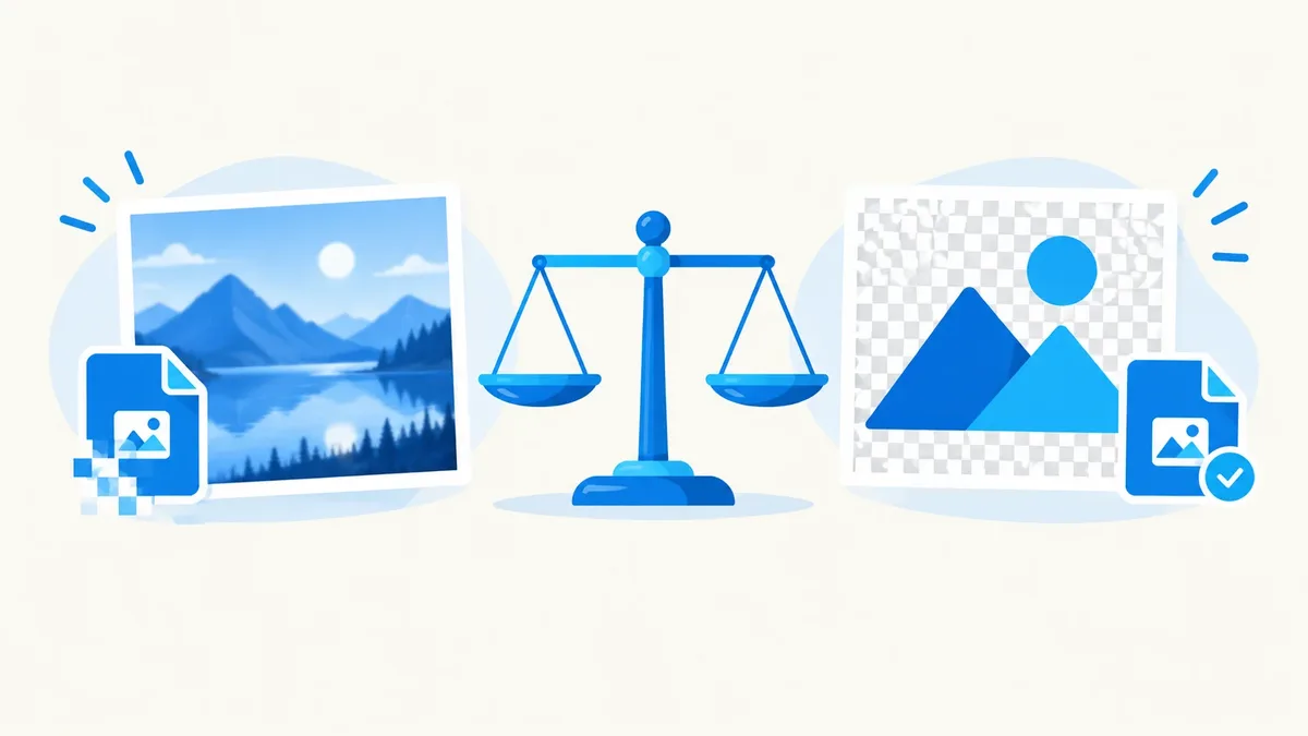 Side-by-side comparison of a JPG photo and a PNG graphic with transparent background